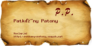 Patkány Patony névjegykártya